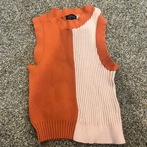 Orange and Pink Sleeveless Knit Top